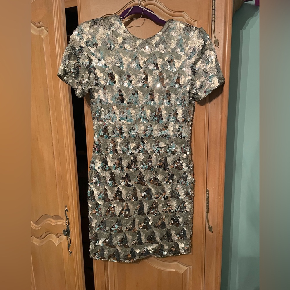 A.J. Bari Silver and Black Mini Dress